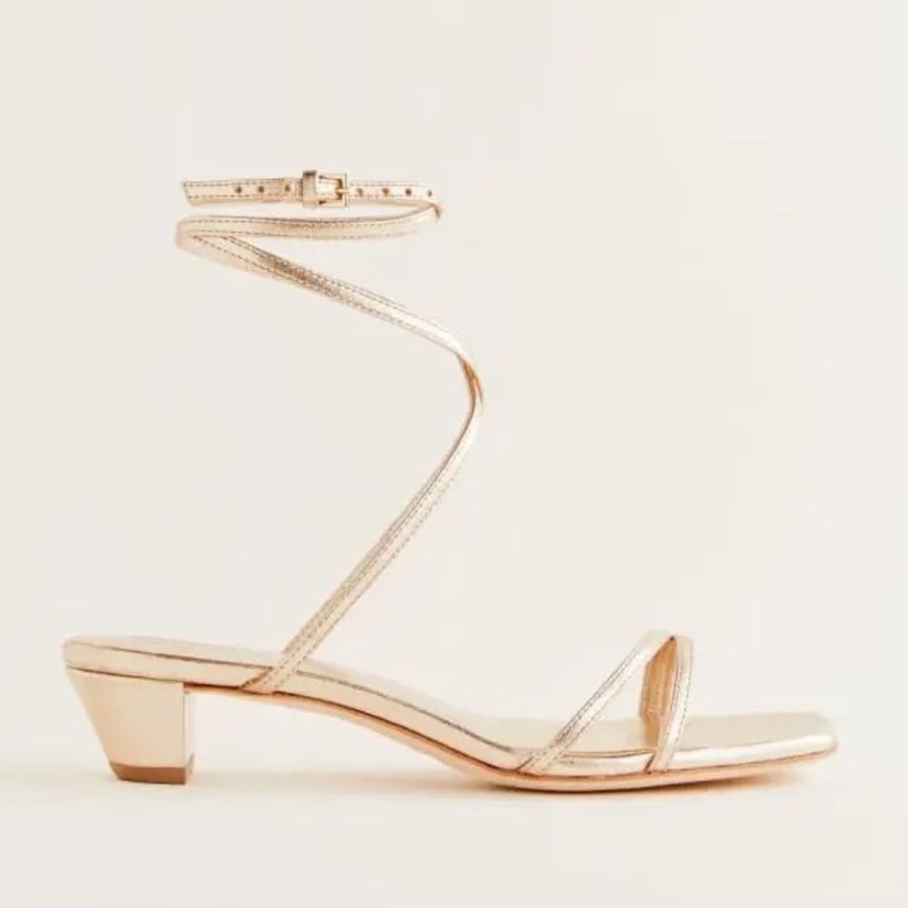 REFORMATION Alice Heeled Gold Metallic Strappy Sandals Size 9